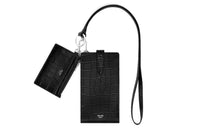 CELINE Cow Leather Cell Phone Pouch Unisex Black