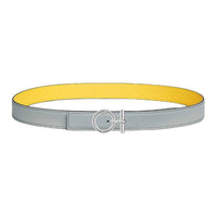 HERMES Calfskin Leather Belts Women's Gray Width 2.4CM