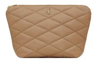 SAINT LAURENT Lambskin Envelope Bag Clutches Medium Size Women's Taupe
