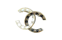 CHANEL Brooches Women's Gold White And Black