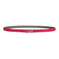 HERMES Leather Leather Belts Women's Gray/Pink Width 1.3CM