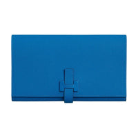 HERMES Epsom Calfskin Wallet Women's B3 Bleu Zanzibar Tanzanian Blue