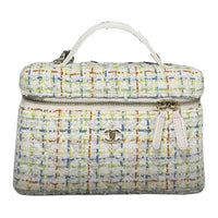 CHANEL Cotton Shoulder Bag Crossbody Bag Handbag Women's White