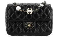 CHANEL 23P SS Lambskin Shoulder Bag Crossbody Bag Large Size Women's Black