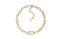 DIOR Resin Pearl Metal Necklaces Women's Gold