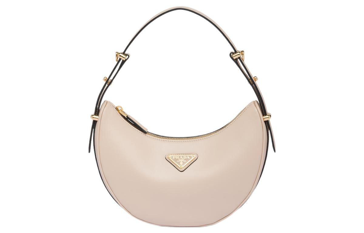 PRADA Arque Leather Shoulder Bag Women's Flesh Pink