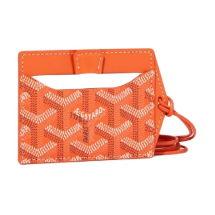 GOYARD Canvas With Calfskin Card Holder Unisex Orange