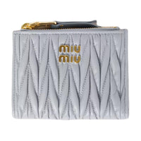 MIU MIU Leather Wallet Trumpets Women's Gray