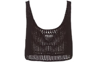 PRADA Openwork Cotton Crop Top Black