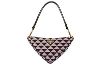 PRADA Triangle Leather With Fabric Triangle Bag Handbag Handbag Mini Women's Pink/Black