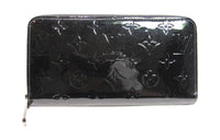 LOUIS VUITTON Zippy Vernis Leather Wallet Unisex Black