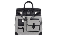 HERMES Birkin Canvas With EV Leather Canvas Bag, Birkin Bag, Handbag Regular Women's Gray