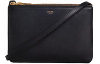 CELINE Trio Smooth Lambskin Shoulder Bag Unisex Black
