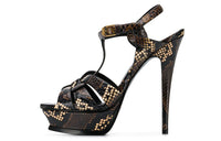SAINT LAURENT Tribute Strap Sandals Women's Black Brown
