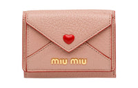 MIU MIU Madras Leather Card Holder Wallet Card Clip Women's Red