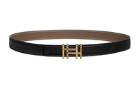 HERMES Cow Leather Belts Women's Black Width 2.4CM