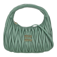 MIU MIU Leather Shoulder Bag Crossbody Bag Handbag Women's Sage Green