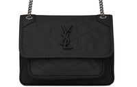 SAINT LAURENT Niki Baby Crinkled Vintage Black