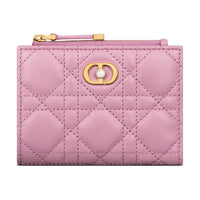 DIOR Sheepskin Wallet Women's Hydrangea Pink