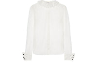 SAINT LAURENT Frilled Neck Long-Sleeved Shirt