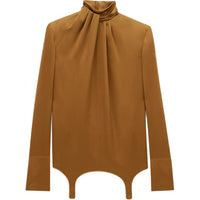 SAINT LAURENT Twist-Neck Garter Blouse