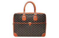 GOYARD Ambassade Canvas With Leather Handbags Briefcases Medium Size Men's Black/Brown