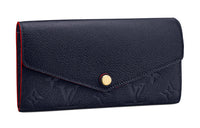 LOUIS VUITTON Sarah Cow Leather Wallet Men's Deep Sea Blue & Red