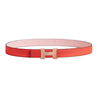HERMES Rose Gold Plated Leather Belts Women's Rose Cherry Blossom/Orange Orchard Width 2.4CM