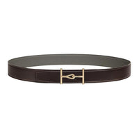 HERMES Calfskin Leather Belts Men's Black 3.2CM