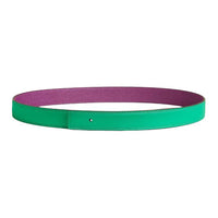 HERMES Double-Sided Design Smooth Buckle Calfskin Leather Belts Women's Green Width 2.4CM