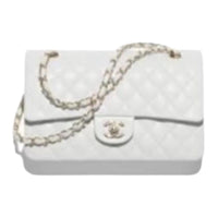 CHANEL Classic Flap CF Calfskin Crossbody Bag Shoulder Bag Women's White