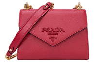 PRADA Monochrome Calfskin Shoulder Bag Regular Women's Red