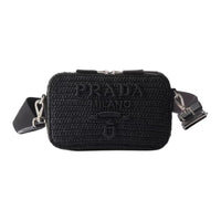 PRADA Brique Woven Fabric Shoulder Bag Crossbody Bag Men's Black