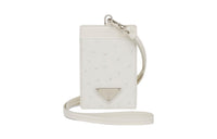 PRADA Ostrich Leather Card Holder Women's White