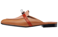 HERMES Closed Toe Slippers Women's Brown