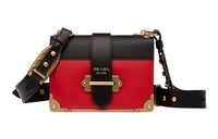 PRADA Cahier Cow Leather Shoulder Bag Crossbody Bag Women's Red/Black