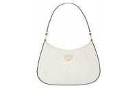 PRADA Cleo Shiny Leather Crescent Bag Handbag Shoulder Bag Women's White