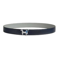 HERMES Calfskin Leather Belts Men's Blue/Gray Width: 3.2CM