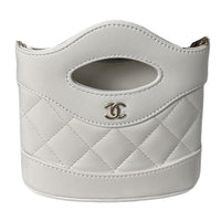CHANEL Sheepskin Handbag Shoulder Bag Crossbody Bag Mini Women's White