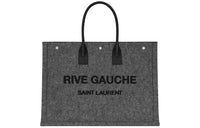 SAINT LAURENT Rive Gauche Cow Leather Totes Handbags Unisex Gray/Black