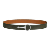 HERMES Silver Leather Belts Unisex Gray Green/Brown Width: 3.2cm