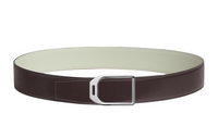 HERMES Cone Buckle Smooth Buckle Leather Belts Men's Black/Gray Green Width: 3.8cm