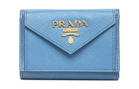 PRADA Leather Wallet Mini Women's Blue