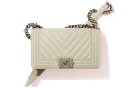 CHANEL Leboy Cow Leather Shoulder Bag Regular Women's Light Gray