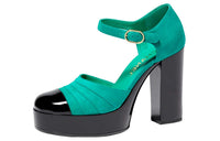 CHANEL Chunky Heel High Heels 11cm Women's Green