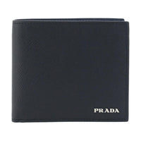 PRADA Bos Taurus Calfskin Wallet Men's Black