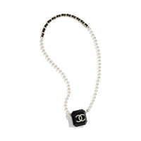 CHANEL Lambskin AirPods Headphone Necklace Pouch Earphone Case Women's Black