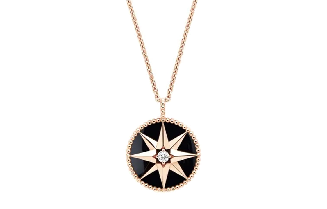 DIOR 18K Gold, Diamond, Onyx Necklaces Women's Black
