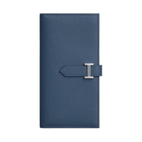HERMES Bearn Epsom Leather Wallet Women's 7U Navy Navy