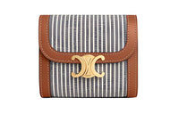 CELINE Fabric With Calfskin Wallet Trumpets Women's Marine Blue